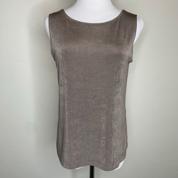 Chico's Tan Tank Sleeveless Shell Sz 8/10 Petite Medium - Picture 1 of 7